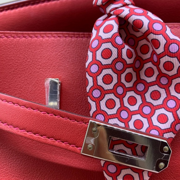 BNWB HERMES BIRKIN 25 Vermilion Red Swift SHW - Picture 5 of 8